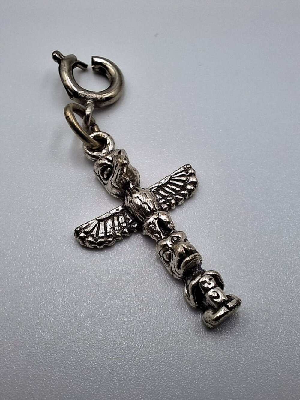 Beautiful Tiny Sterling Silver Native American Totem Pole Charm Detailed